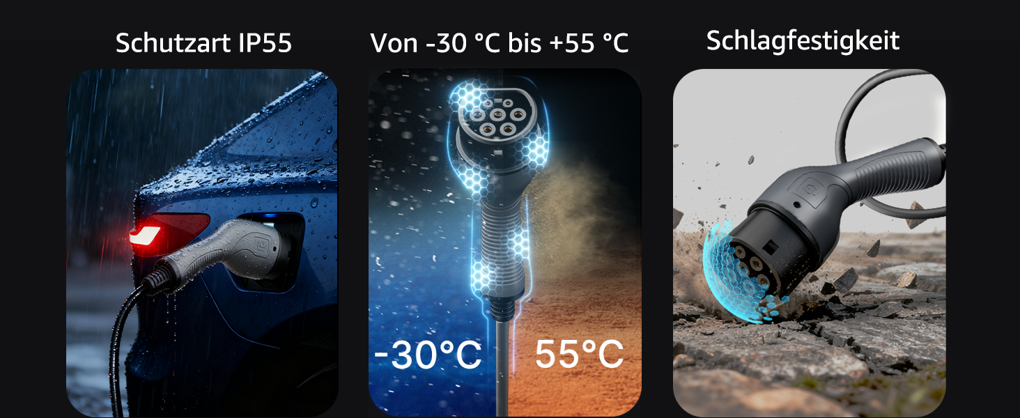 Кабель зарядки для електромобіля Bokman Typ 2, 11 кВт, 16A, 3 фази, 5 метрів, з сумкою та мікрофіброю