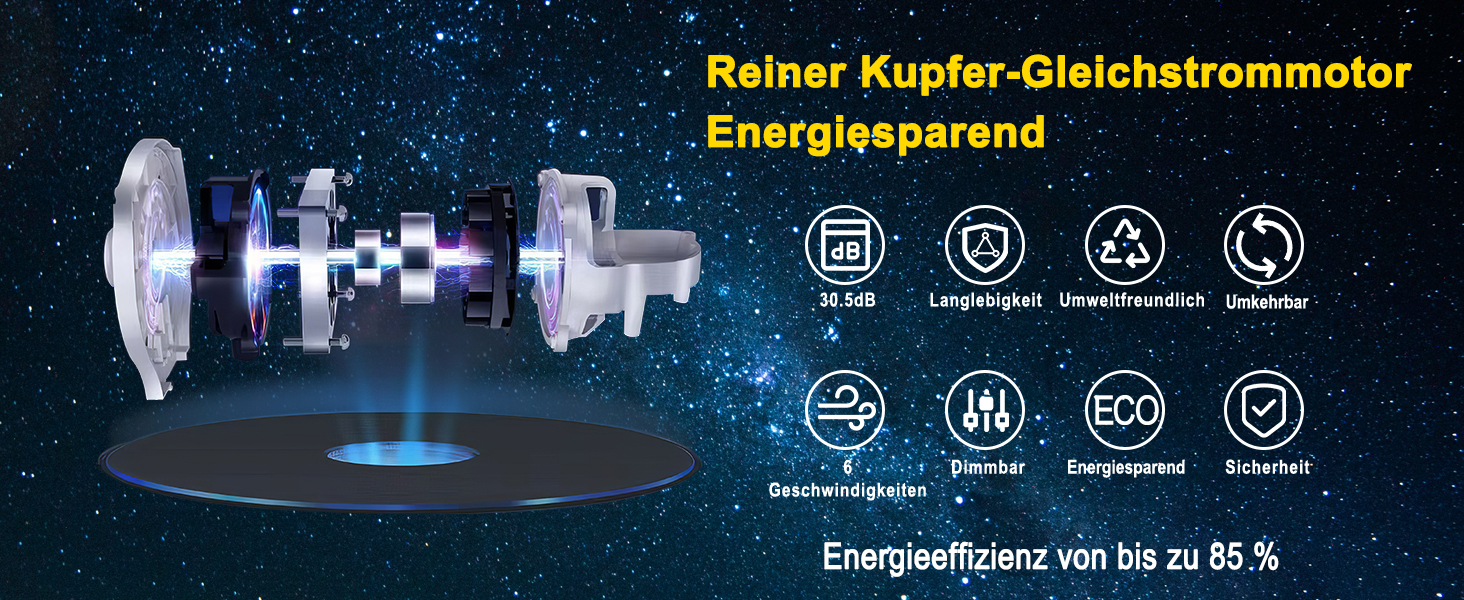 Стеляний вентилятор Ohniyou 132 см (52 дюйми) з підсвіткою, пультом та керуванням через додаток, регульована яскравість, тихий DC-двигун, для спальні, вітальні, тераси, чорний