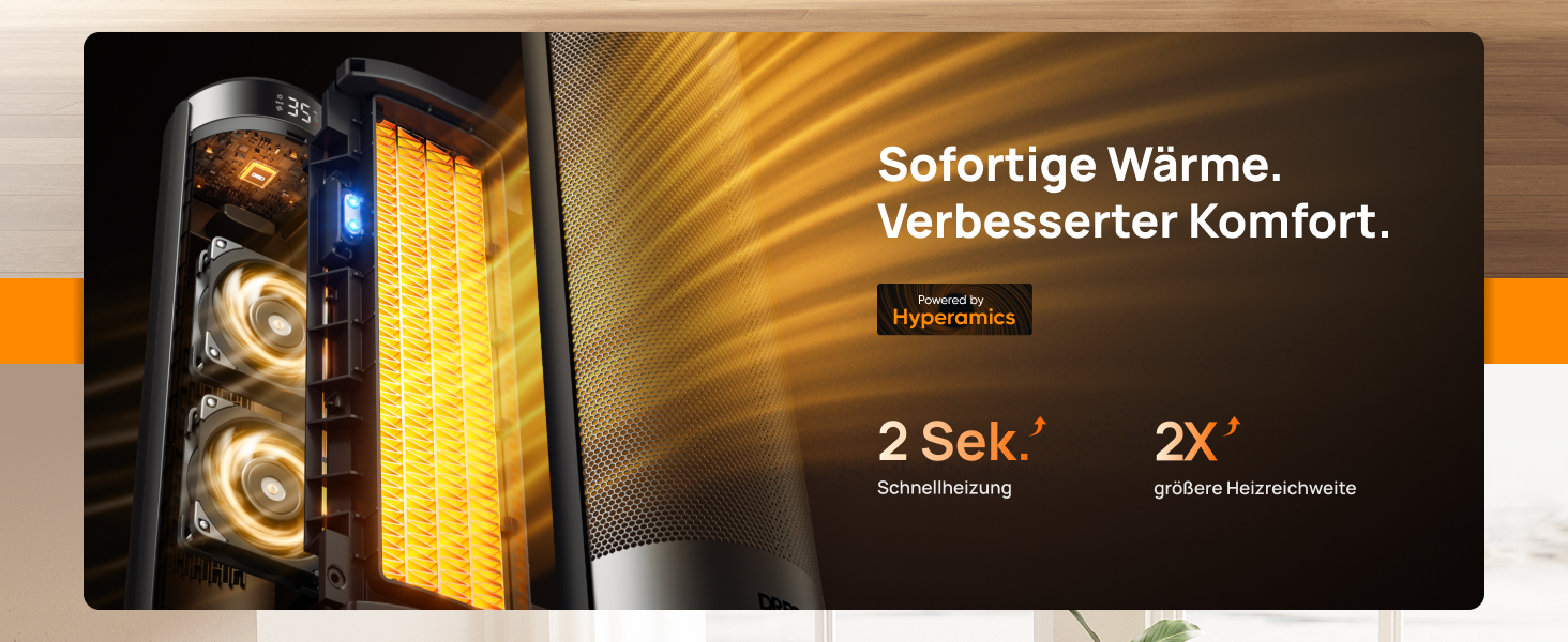 Електричний обігрівач Dreo 23 дюйми, 2000 Вт, тихий, з пультом керування, таймером 12 годин, 70° коливанням, 5 режимів, PTC кераміка з термостатом, для великих приміщень, офісу, срібний