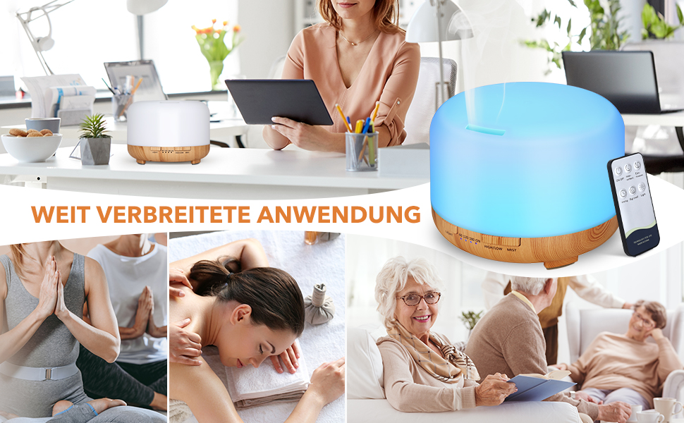 Аромадифузор Hianjoo Aroma 450 мл з таймером, ультразвуковий, 7 кольорів LED, з пультом, для спа/офісу/йоги - білий