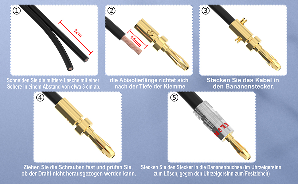Позолочені бананові роз'єми VCELINK для акустичних кабелів 24K, 0.75-4 мм (12 шт / 6 пар) для підсилювачів, HiFi колонок та AV-ресиверів