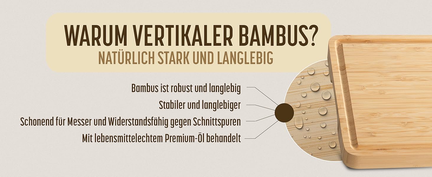 Дерев'яний обробний дошка Stirnholz 45x30 см з бамбука, преміум-якість, з жолобом для соку та антиковзними ніжками, у подарунковій коробці
