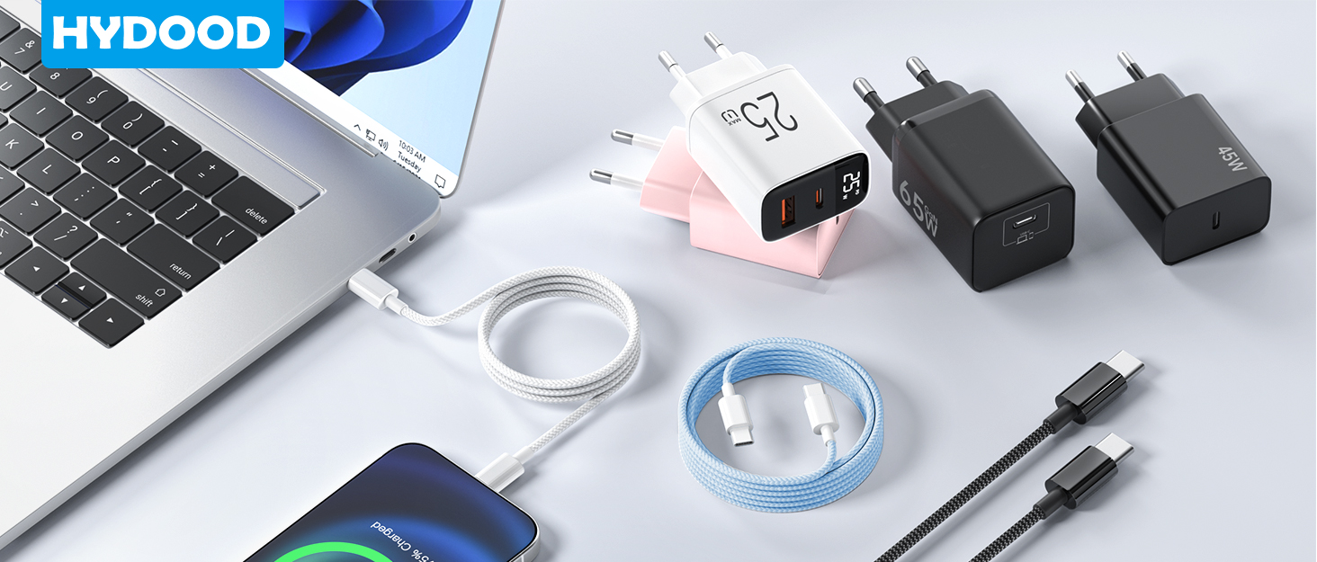 Зарядний пристрій USB-C 40W 2Port для iPhone 17 Pro Max/Pro/15 Plus, iPad Pro/Air, кабель 2м Orange