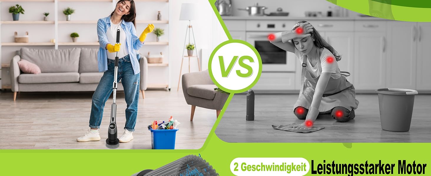 Електрична щітка для чищення з 7 насадок, IPX7, регульована ручка, для ванної кімнати, чорна