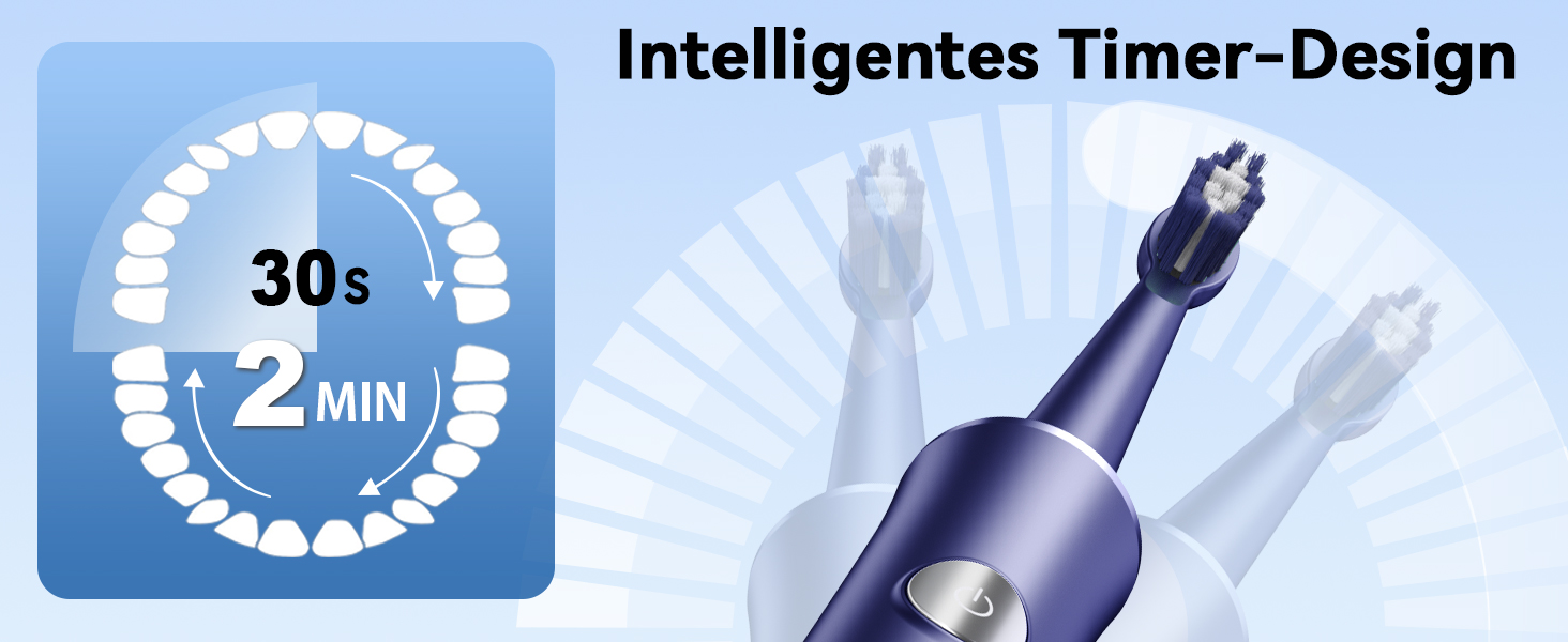 Електрична звукова зубна щітка JTF з очищувачем язика, 8 насадок, 5 режимів, Smart Memory, таймер 2 хв, IPX7, бездротова зарядка, для дорослих (блакитна) + очищувач язика