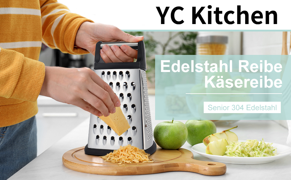 Трока для сиру та овочів з нержавіючої сталі, 4 сторони, чорна