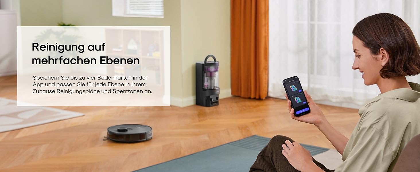 Робот-пилосос Eureka E20 Evo Plus з функцією миття та автопорожненням, 10000 Па, для твердих підлог та килимів, білий (чорний)