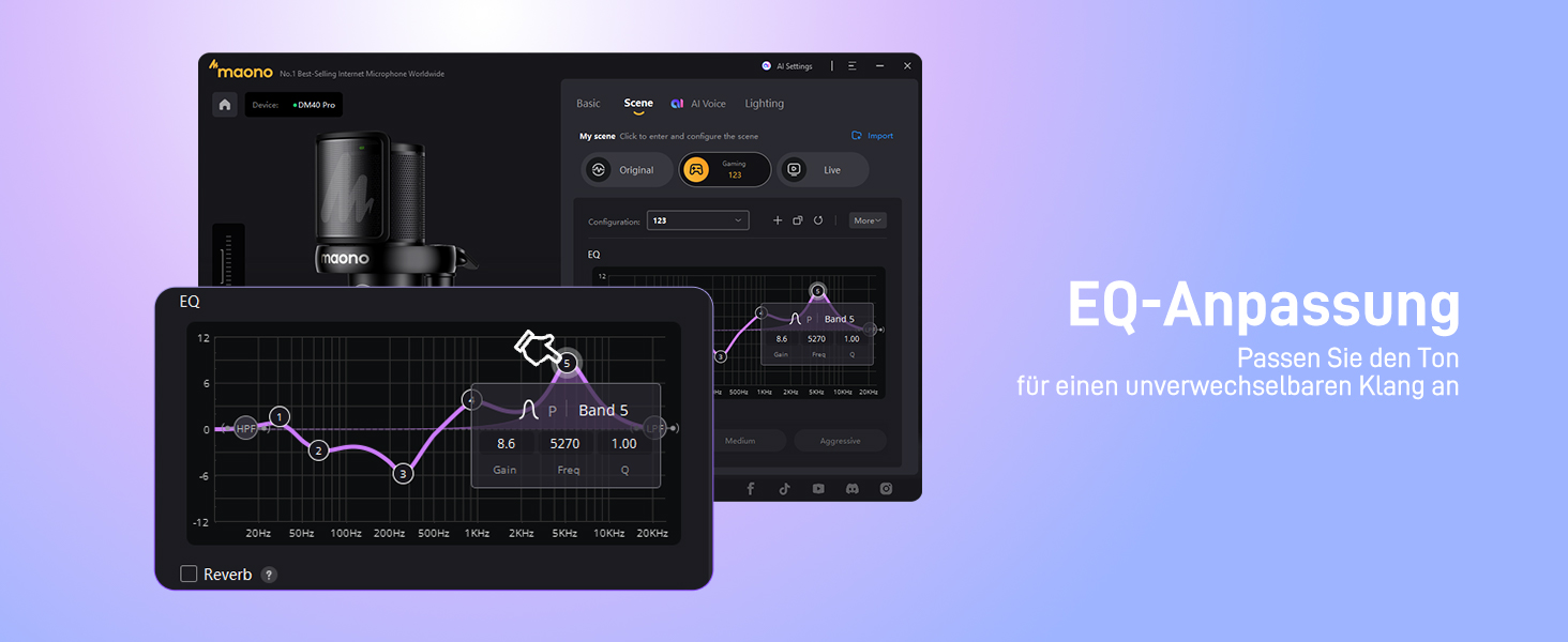 MAONO DM40 PRO Бездротовий мікрофон для ПК з RGB-підсвічуванням та ШІ-зміною голосу, 3-рівневим шумозаглушенням, для геймінгу, подкастингу та стрімінгу