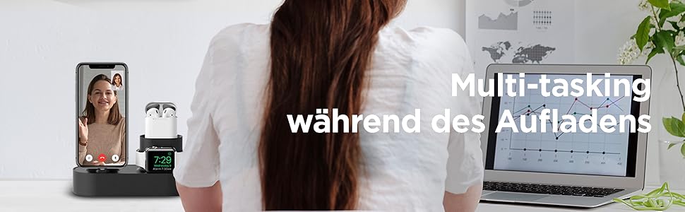 Зарядна станція Elago 3-в-1 для Apple Watch, AirPods та iPhone (білий/чорний) [Оригінальний кабель потрібен]