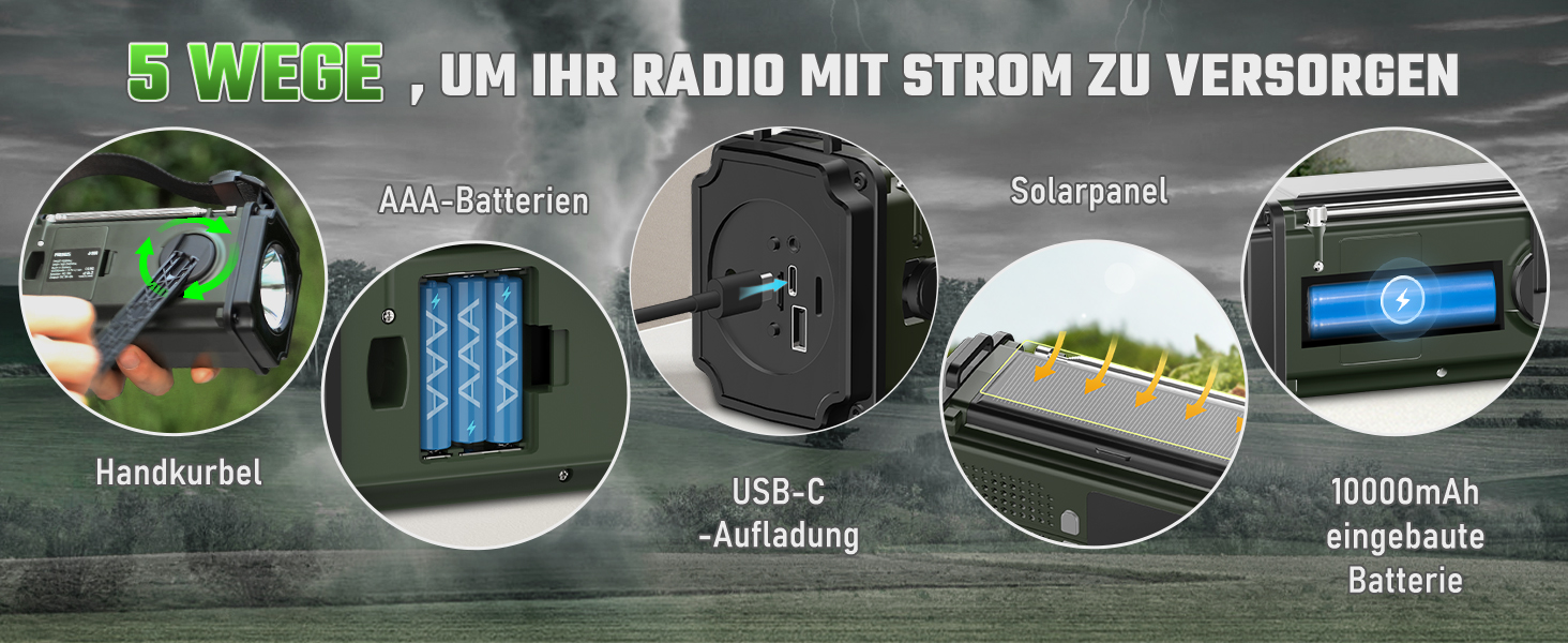 Радіо PRUNUS J-924S AM/FM/SW: Кисневе радіо, радіоприймач для надзвичайних ситуацій з сонячною панеллю, акумулятором 10000mAh, ліхтариком, SOS-сигналом та функцією зарядки телефону. Ідеально для відпочинку на природі, відключень електроенергії та надзвичайних ситуацій. Чорний колір.