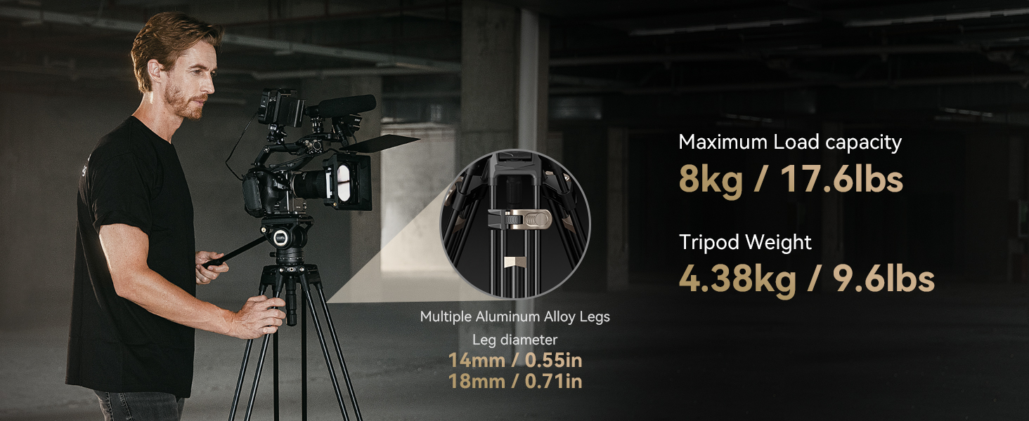 Професійний відеоштатив SmallRig AD-80 FreeBlazer (4163) з гідравлічною головою, алюмінієвий, навантаження до 8 кг