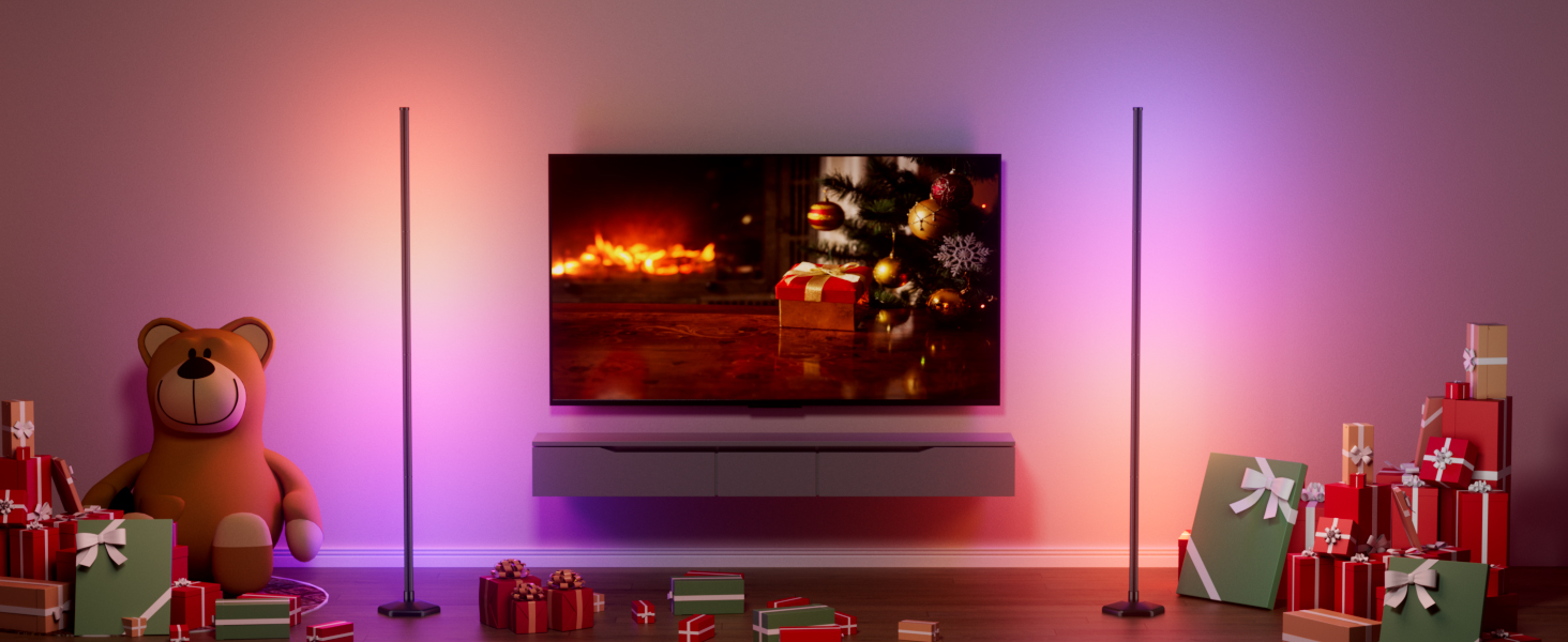 LED-підлогова лампа WISIMMALL з RGBIC підсвічуванням, 170 см, диммування, керування пультом/додаток, 16 млн кольорів, 300 режимів, музичний синхронізатор для вітальні, спальні, ігрової кімнати