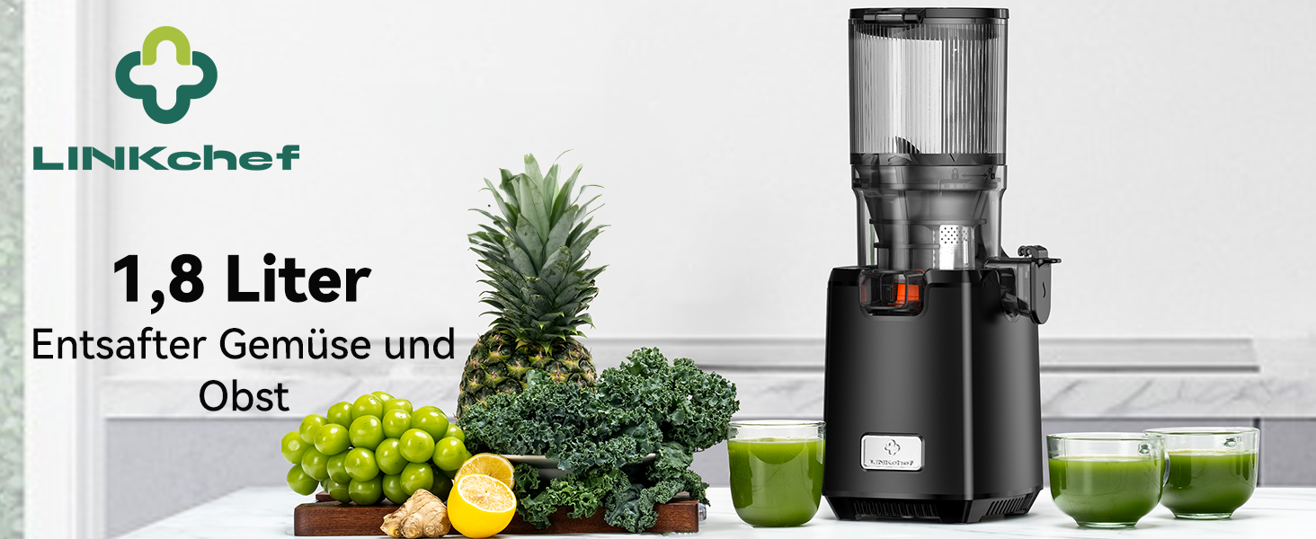 LINKChef повільно-видавлюючий соковитискач Slow Juicer SJ52, 1.8 л, з функцією реверсу, BPA Free