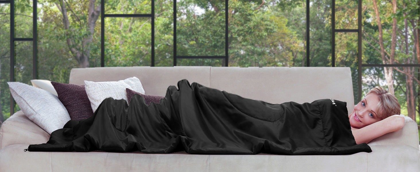 Літній спальний мішок - компактний, легкий, для кемпінгу, відпочинку на природі, дорослих, піших прогулянок, відпочинку в приміщенні, зелений