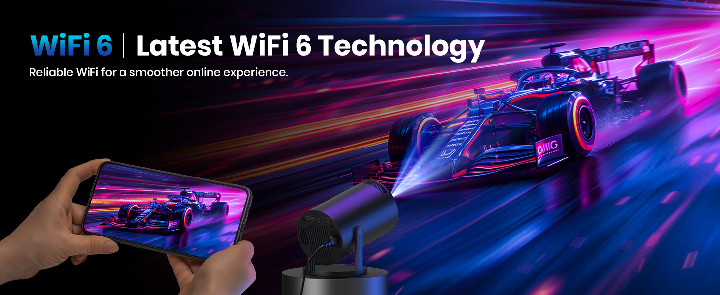 Портативний проєктор Mini Beamer 1080p з Wi-Fi та Bluetooth, сумісний з HDMI, смартфоном, USB, TV-Stick, для домашнього кінотеатру, чорний (Weiß)