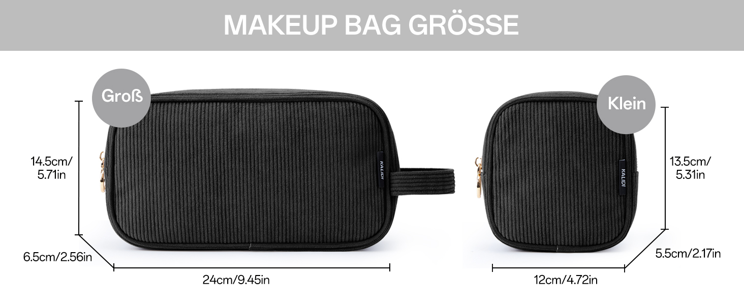 Косметичка для жінок Kalidi з корду, містка, з відділеннями, металева блискавка, для подорожей, темно-зелений (чорний)