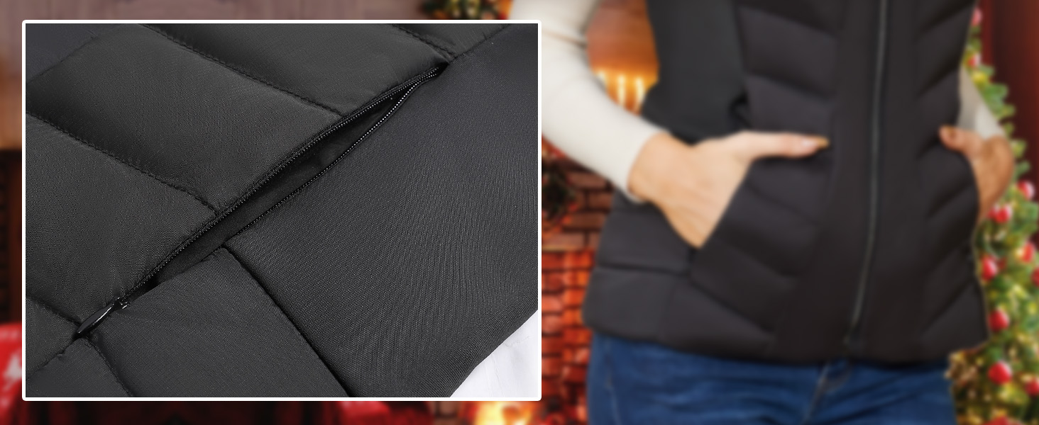 Тепла жилетка Vofuoti для жінок з акумулятором 10000 mAh, чорна, XS. 5 зон нагріву, ідеальний подарунок на Різдво.