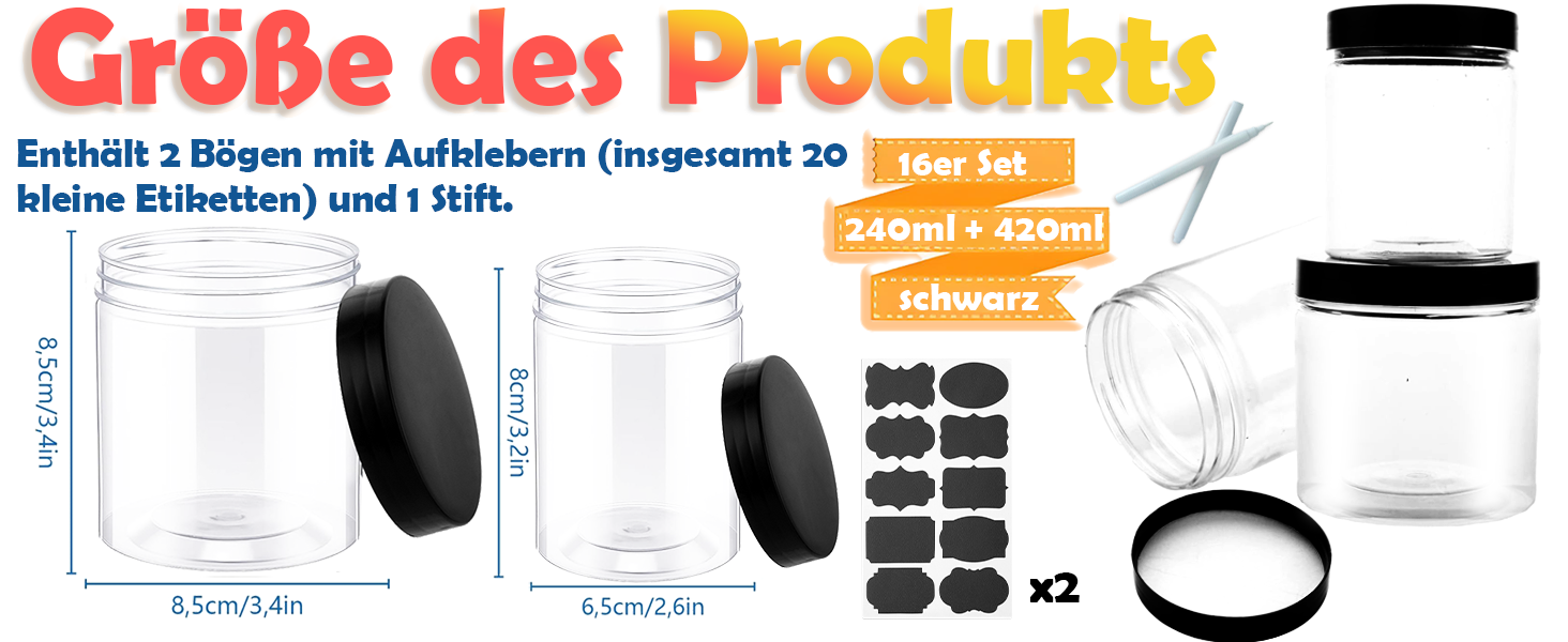 Набір контейнерів для зберігання 16 шт. по 500 мл з кришкою, BPA-Free, прозорі пластикові контейнери для продуктів та солодощів