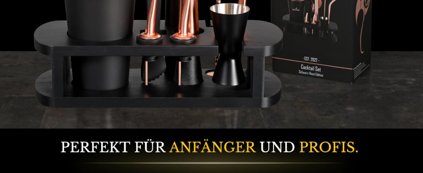 BARMINGO Stainless Steel Cocktail Set - 11 Piece Bar Set with Stand & Accessories | Cocktail Shaker Set | Bartender Set | Cocktail Mixing Set | Gift Set