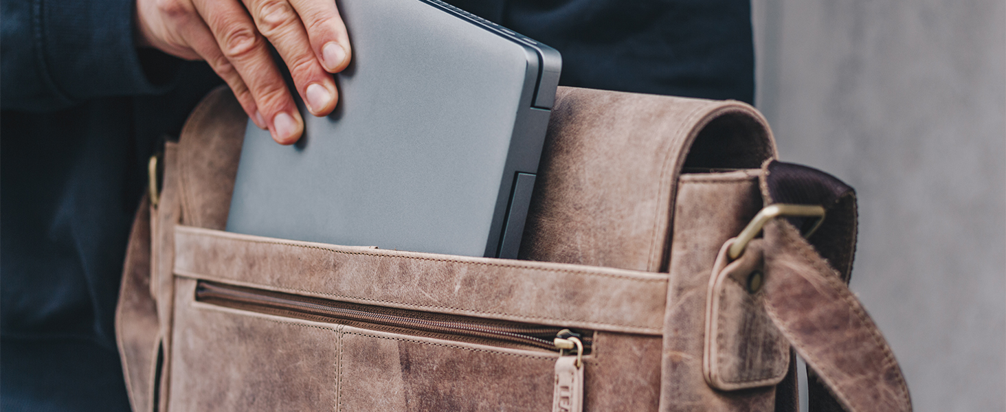 LEABAGS Латтоп-сумка Оксфорд з натуральної шкіри 15 дюймів - Месенджер, робоча сумка, 38x31x10 см, Коричневий