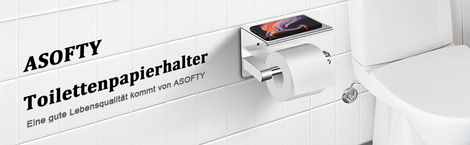 Тримач туалетного паперу ASOFTY без свердління з полицею, нержавіюча сталь, для ванної кімнати та кухні