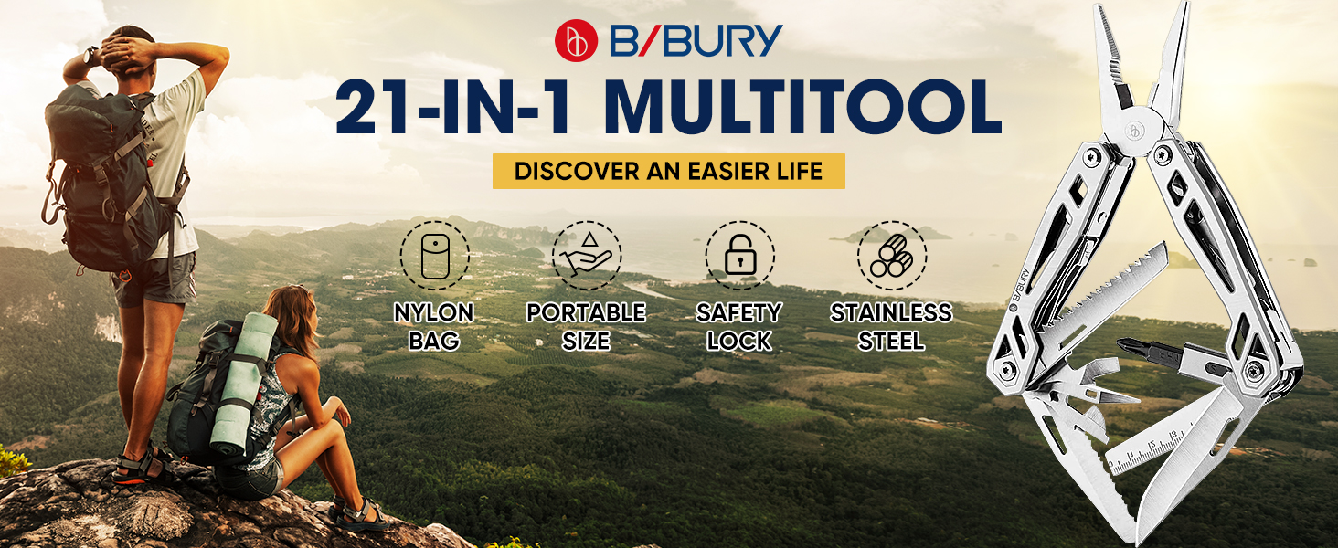 BIBURY Multitool - Titanium & Stainless Steel Multitool Set for Men & Women | Outdoor, Camping, Hunting, Fishing & Hiking