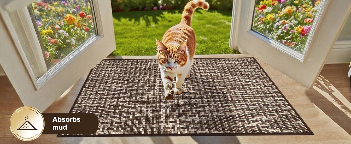 Килимок для дому 41x61 см, антиковзаюча підлога, для входу, коричневий