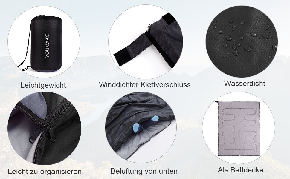 Сплячий мішок для дорослих та дітей – легкий, водонепроникний, зручний для весни, літа, осені – піший туризм, подорожі, кемпінг, темно-оранжевий