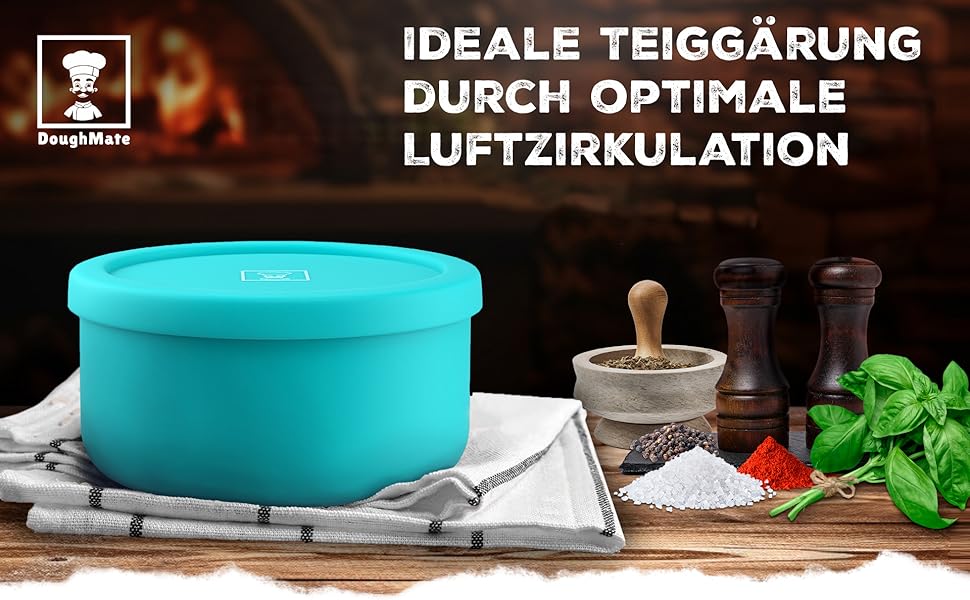 Pizza Ball Box with Lid, 4-Piece Set - Ideal as a pizza box, dough box, proofing box, for up to 350g of pizza dough, non-stick silicone, freezer and dishwasher safe, food-grade.