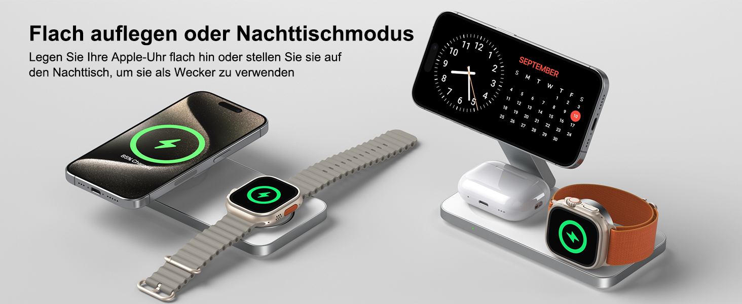 Бездротовий зарядний пристрій 3-в-1 MagSafe для iPhone, Apple Watch та AirPods Pro (Чорний)