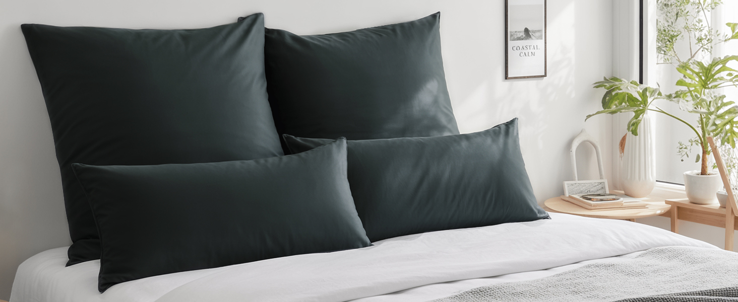 Комплект постільної білизни RUIKASI з бавовни 4-х частинний сірий - комплект постільної білизни з ремінцем, двоколірні комплекти 2 шт. (Антрацит та світло-сірий) 40x80 см