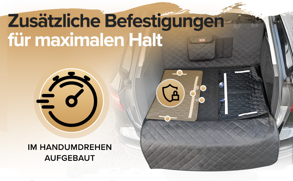 Захист для багажника авто для собак HELDENWERK: стежканий, з захистом бокових стінок та краю багажника, водовідштовхувальний та стійкий до подряпин. Універсальний килимок для багажника для собак