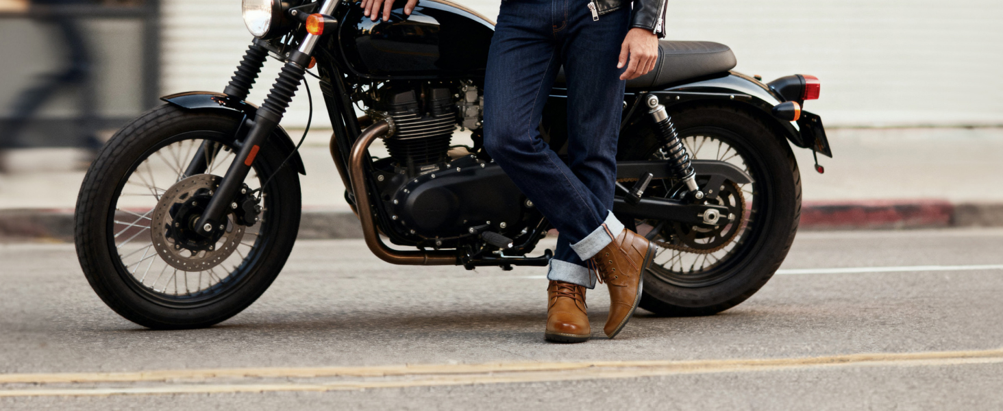 Чоловічі мотоциклетні черевики Bruno Marc - класичні челсі, чорні, 43 EU