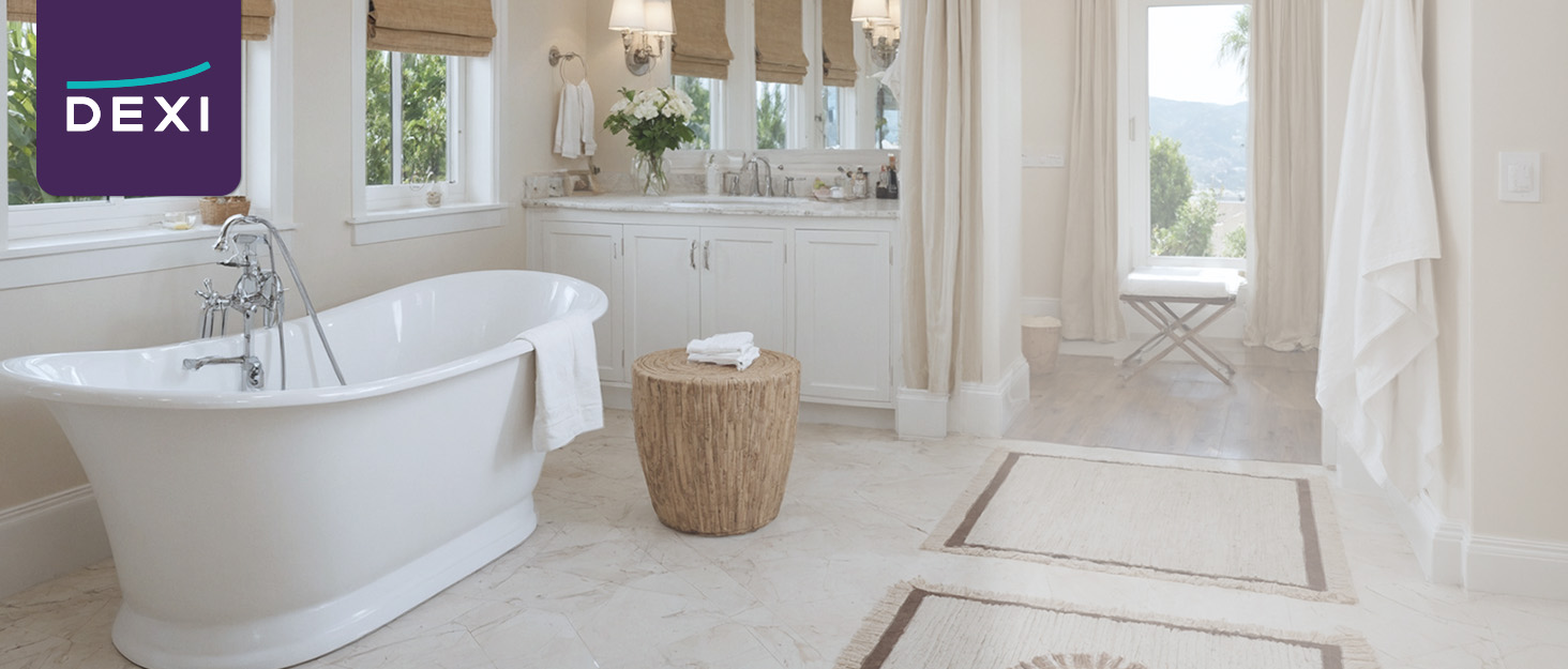 DEXI Non-Slip Bath Mat - Absorbent, Washable Bathroom Rug - 61 x 110 cm - Beige