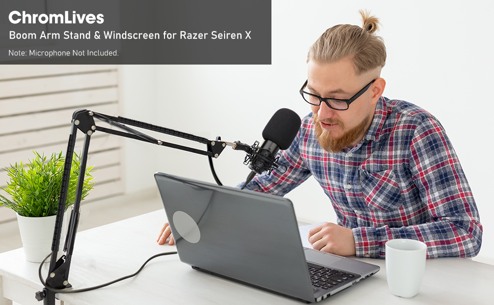 Підставка для мікрофона ChromLives для Razer Seiren X, з поп-фільтром, вітрозахистом та кабелетримачем, 5/8 адаптер