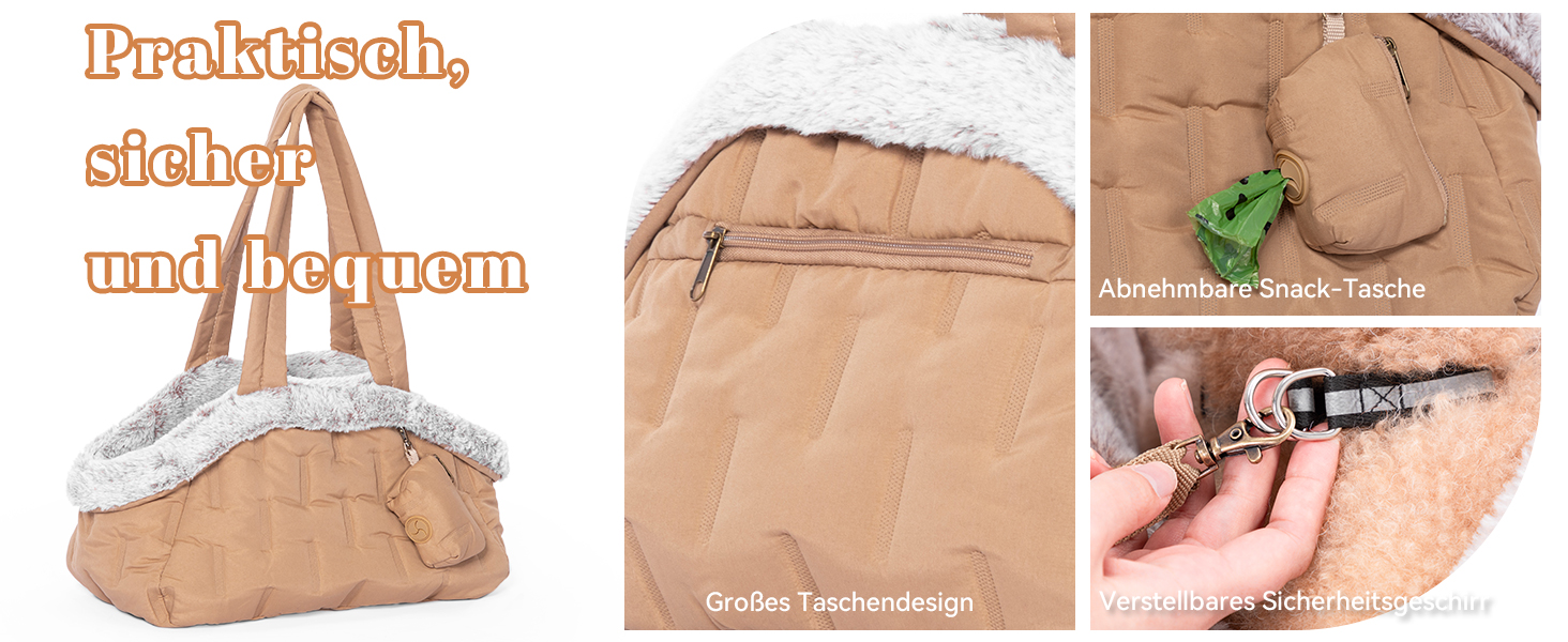 Сумочка для собак, переноска для цуценят, переноска для маленьких собак, сумочка для годування, 40x20x24 см, хакі, каррі