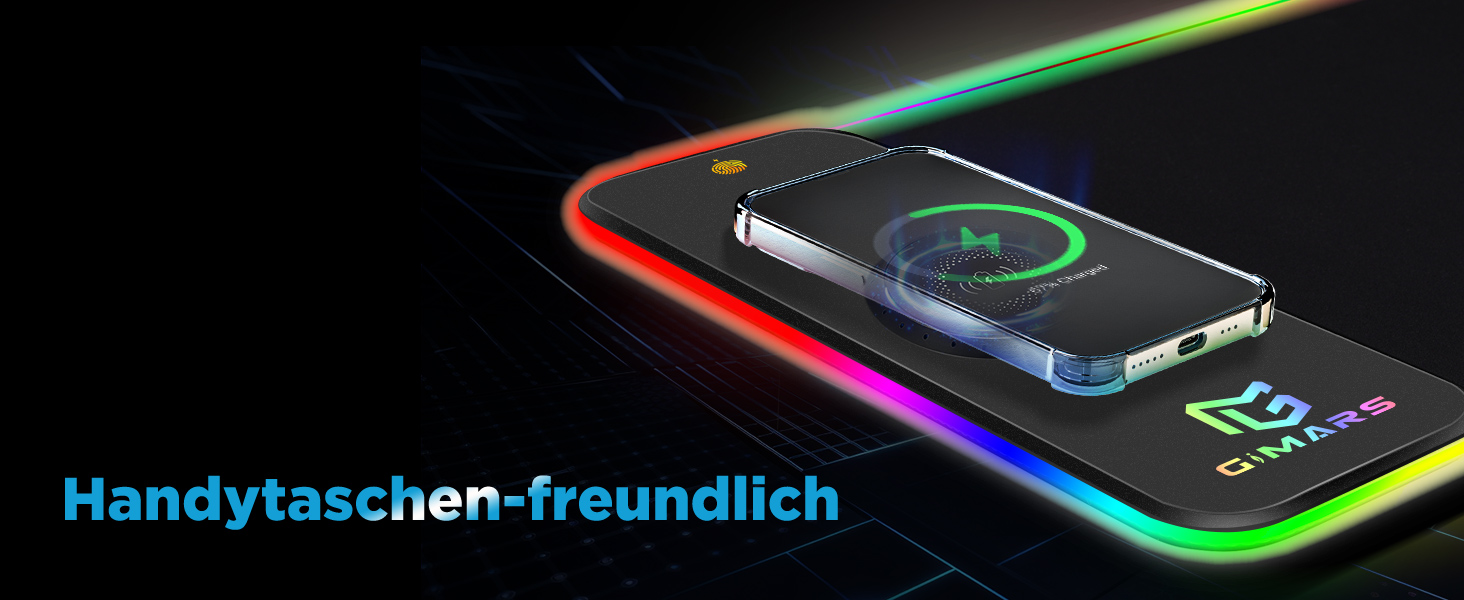 Килимок для миші ігровий Gimars RGB XXL, 800x300x5 мм, з підсвічуванням 12 LED, вологостійкий, з гумовою основою, чорний