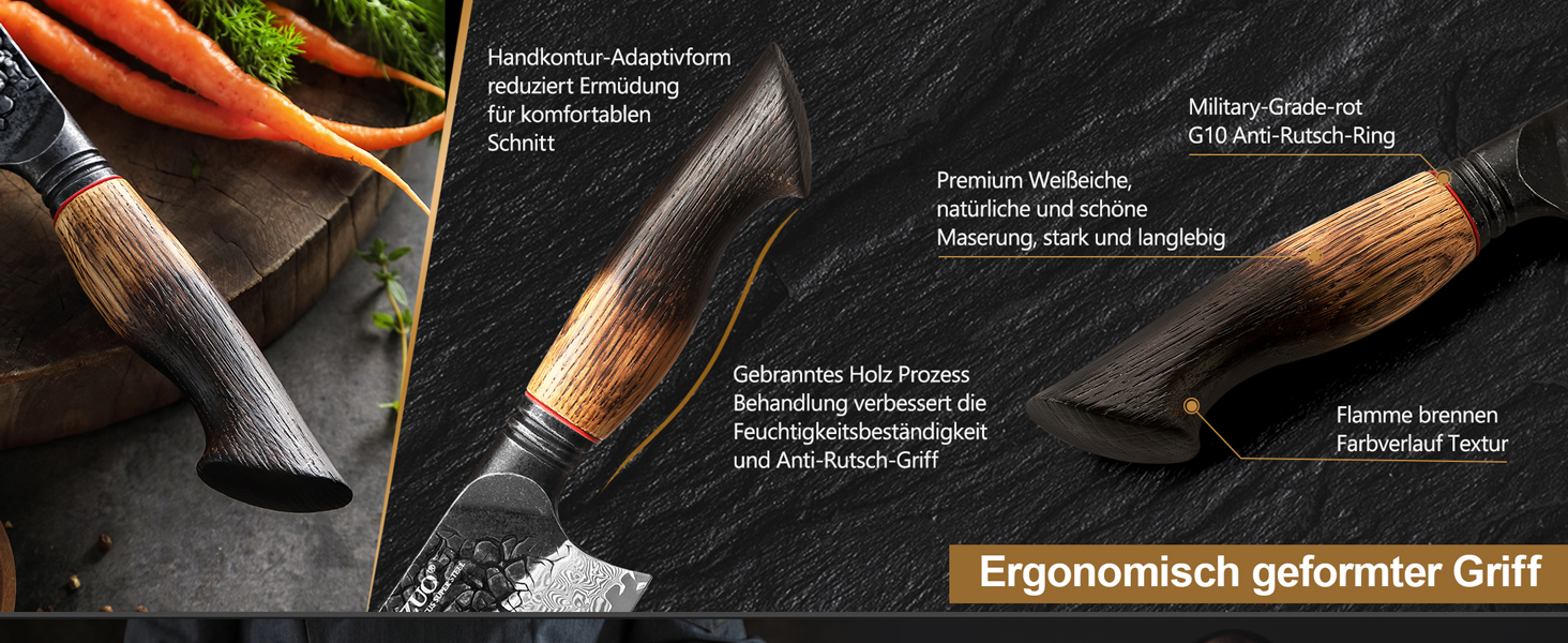 Ніж кухарський XINZUO 21.9 см з дамаської сталі, 67 шарів, професійний, з ергономічною ручкою з білої бука, серія Mo