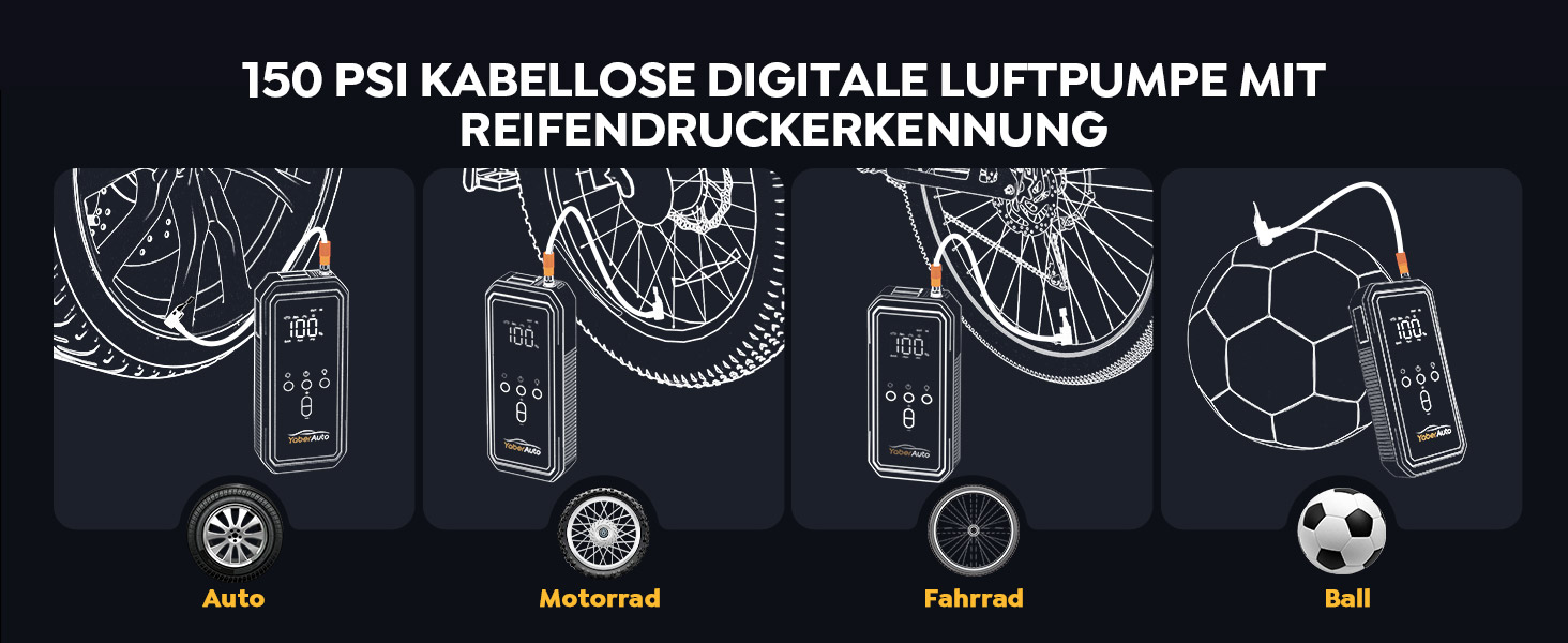 Портативний пусковий пристрій YaberAuto YA70 з компресором 150 PSI, акумулятором 21800 mAh та світлодіодним ліхтарем 300 люменів. 4-в-1: пусковий пристрій, павербанк, компресор та ліхтар з LCD екраном.