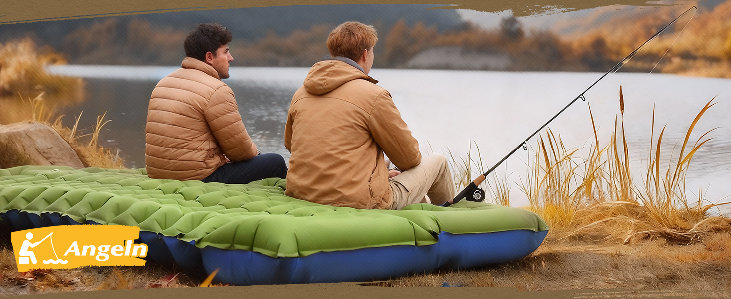 Саморозкладаючий килимок для кемпінгу Double, ультралегкий, товстий, з насосом для ніг, зелено-блакитний