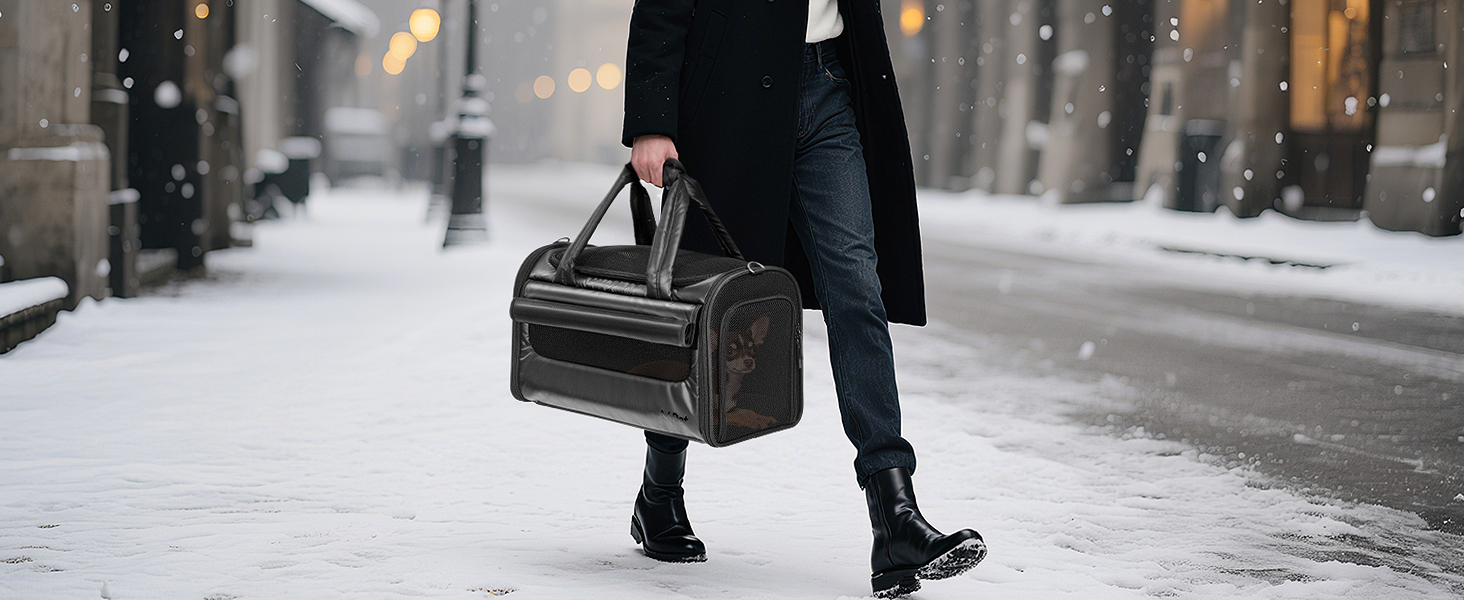 Транспортна переноска для собак та котів, чорна, M - складана переноска для подорожей літаком, авто та потягом