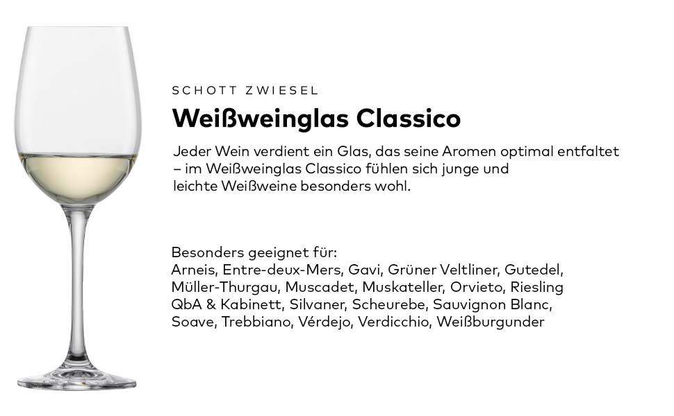 Склянка для білого вина Schott Zwiesel Classico (набір 6 шт.), німецька якість, Tritan-кришталь, придатна для миття в посудомийній машині