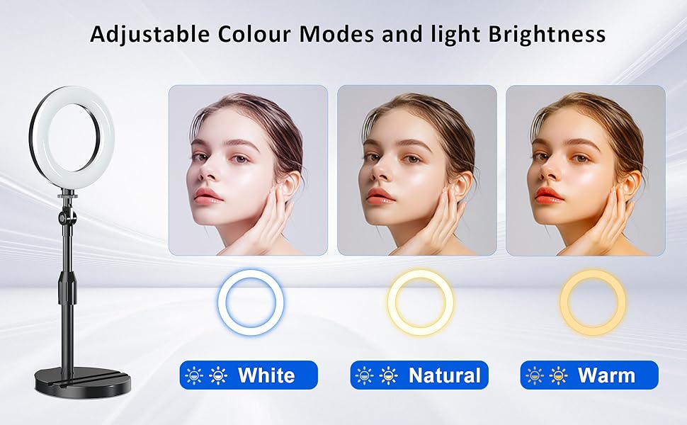 Кільцеве світло для столу з телескопічним штативом, Hola-світло для телефону, селфі, ноутбука, Zoom, відеодзвінків, макіяжу, TikTok та стрімінгу