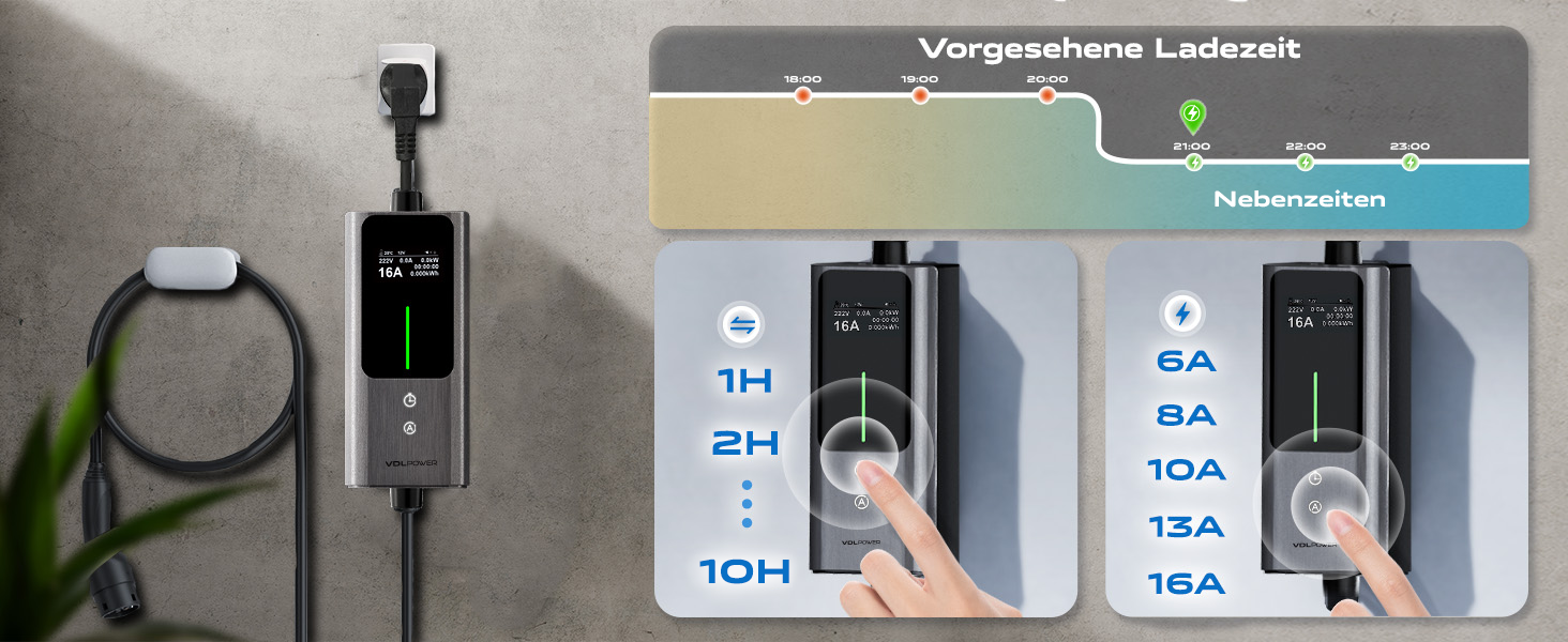 Кабель для зарядки електромобіля Type 2 Schuko 3.68kW, 6-16A, 5M, 1-фазний, з цифровим дисплеєм, IP65, IEC 62196-2 PHEV/EV