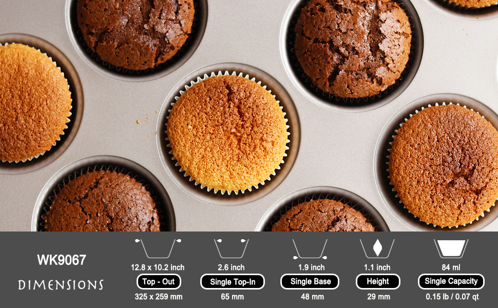 CHEFMADE Muffin Cake Pan, 12-Cavity Non-Stick Cupcake Pan Baking Mold for Oven Baking (Champagne Gold)