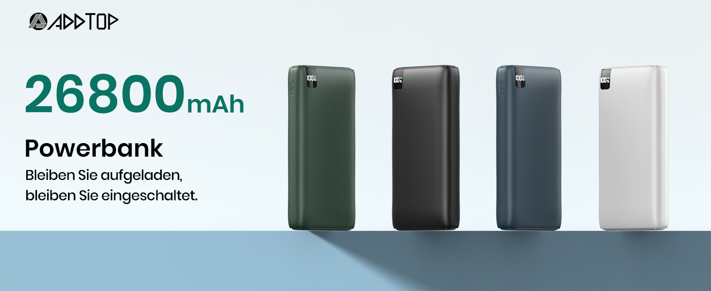 Powerbank A ADDTOP 26800mAh з Power Delivery 22.5W: 4 порти для смартфонів, планшетів та іншого