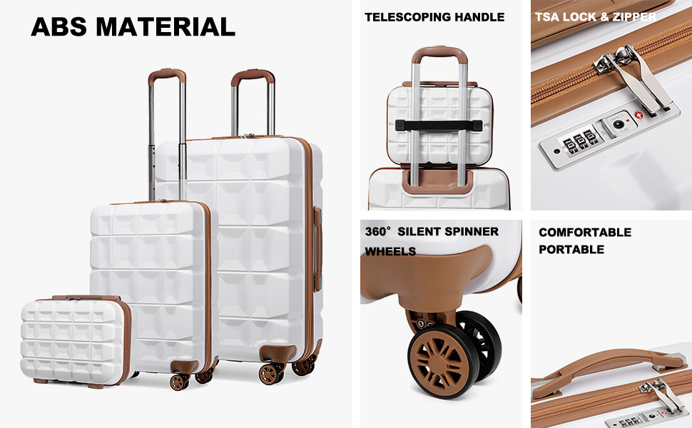 Набір валіз KONO 2 в 1: велика валіза (54 см) та косметичка, чорний/коричневий