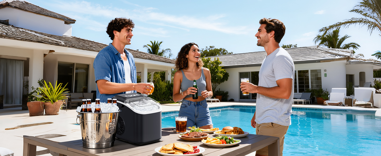 Машина для приготування льоду Eiswürfelmaschine Klein: портативна, 12 кг/24 год, 8 кубиків за 6 хв, 2 розміри, самоочищення для дому, кухні, кемпінгу, вечірки, RV