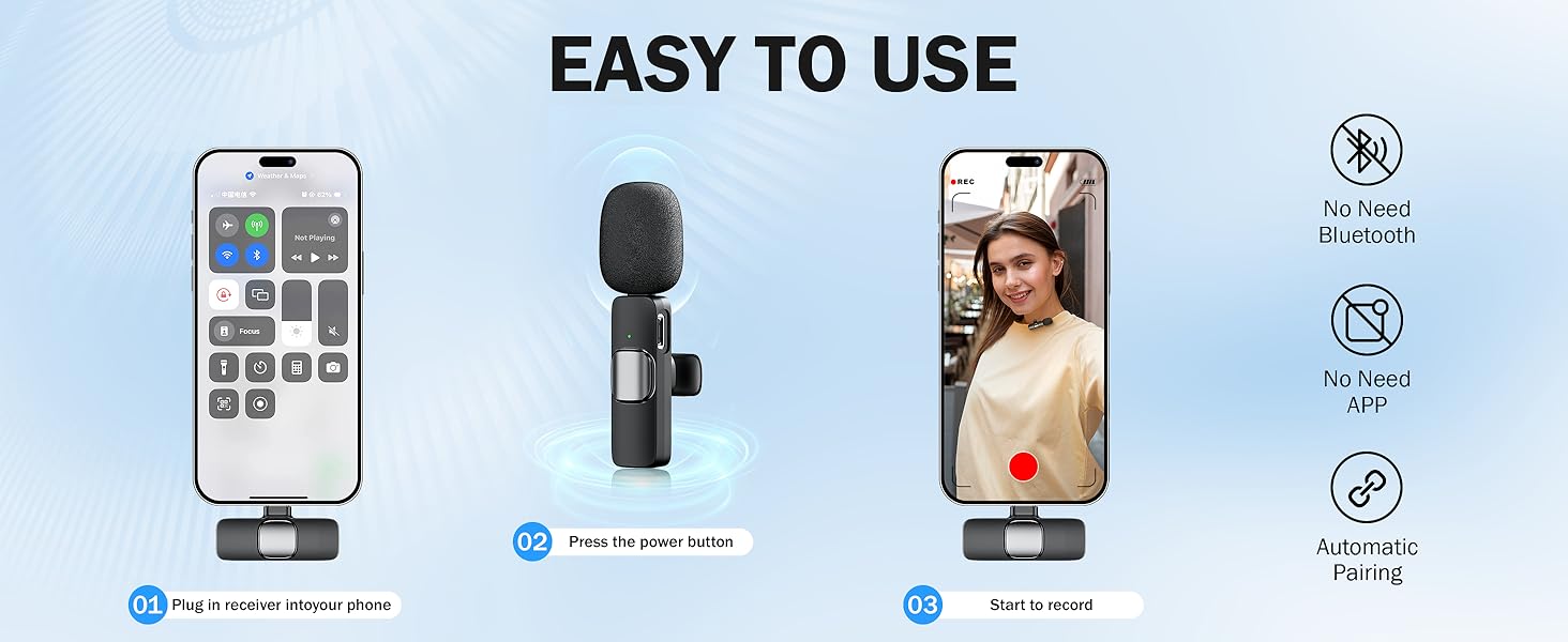 Беспроводной петличный микрофон для телефона/iPhone/iPad/камеры, Mini-микрофон для стриминга, подавление шума, Plug & Play, идеален для видеосъемок, подкастов, YouTube, TikTok & интервью (K9)