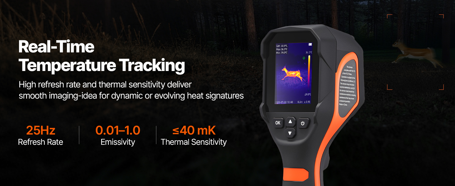 Тепловізор VEVOR з роздільною здатністю 320x240, термокамера з візуальною камерою 2MP, -20°C до 550°C, 4 режими та 6 колірних палітр